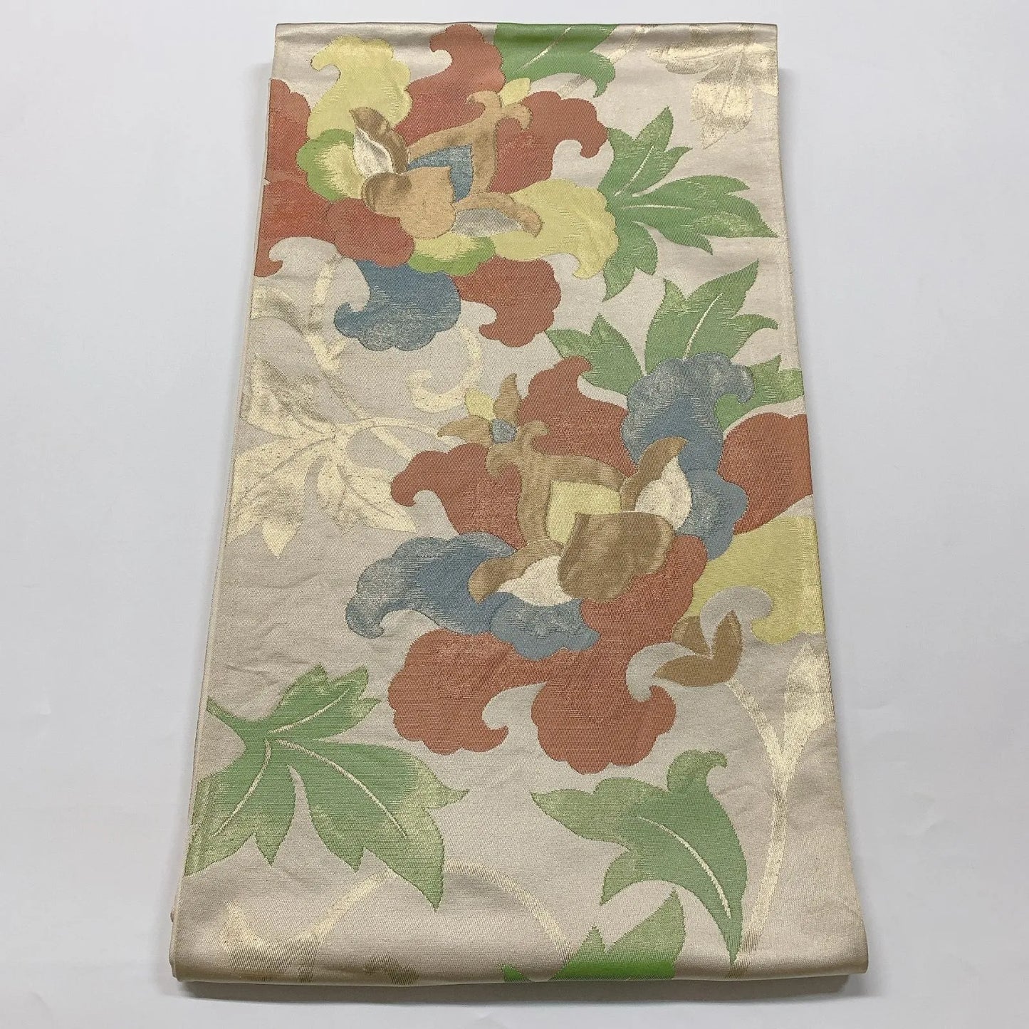 6576# Japanese Vintage Fukuro Obi Belt Kimono Fabric Silk Traditional Gold