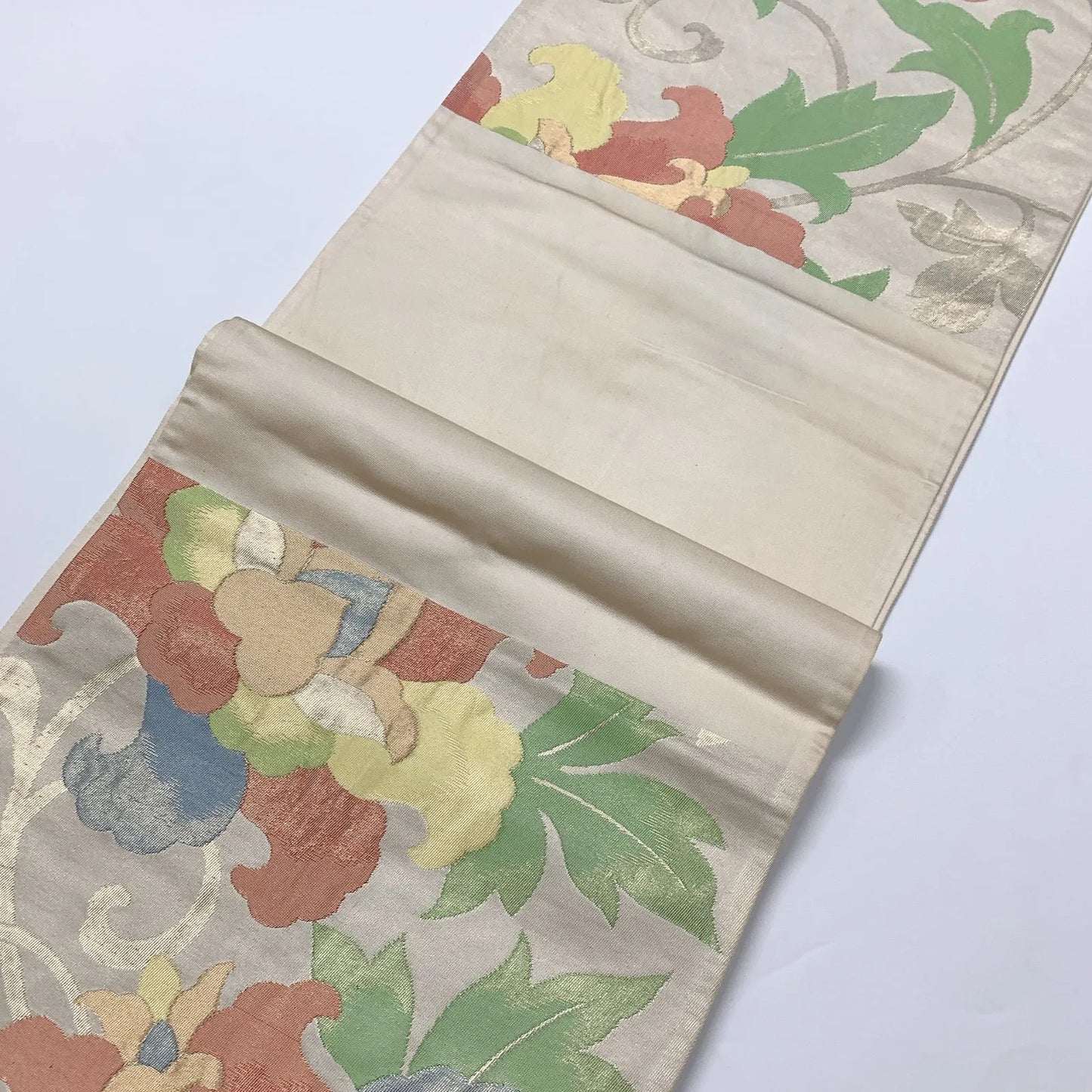 6576# Japanese Vintage Fukuro Obi Belt Kimono Fabric Silk Traditional Gold