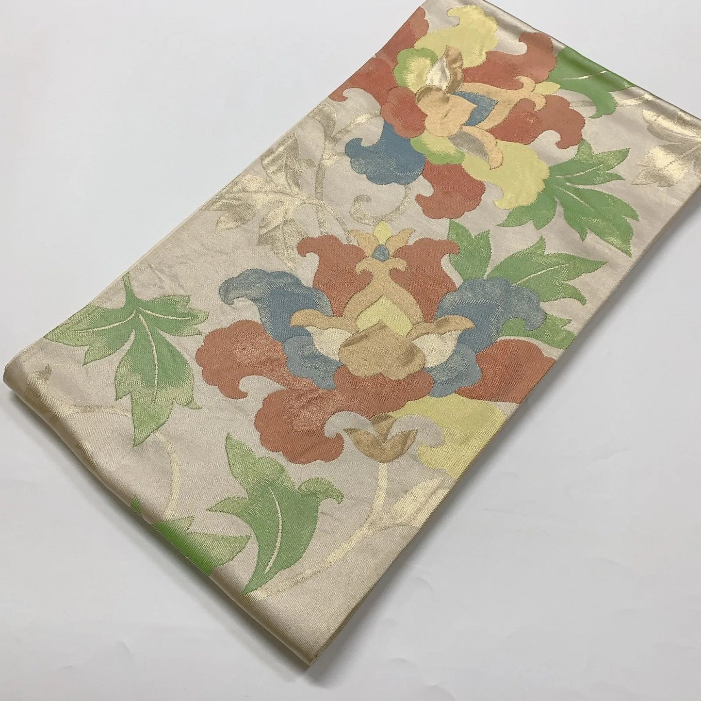 6576# Japanese Vintage Fukuro Obi Belt Kimono Fabric Silk Traditional Gold