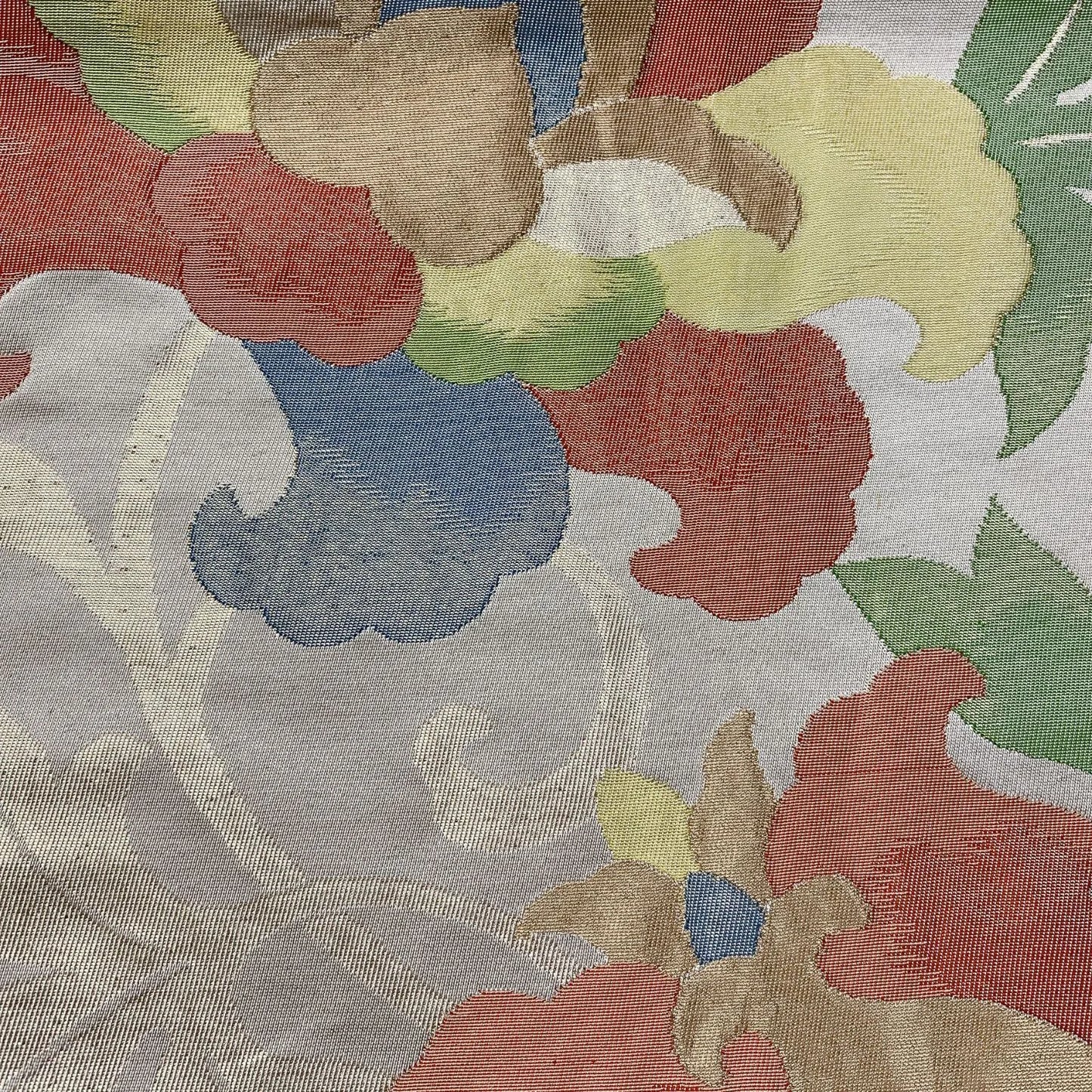 6576# Japanese Vintage Fukuro Obi Belt Kimono Fabric Silk Traditional Gold