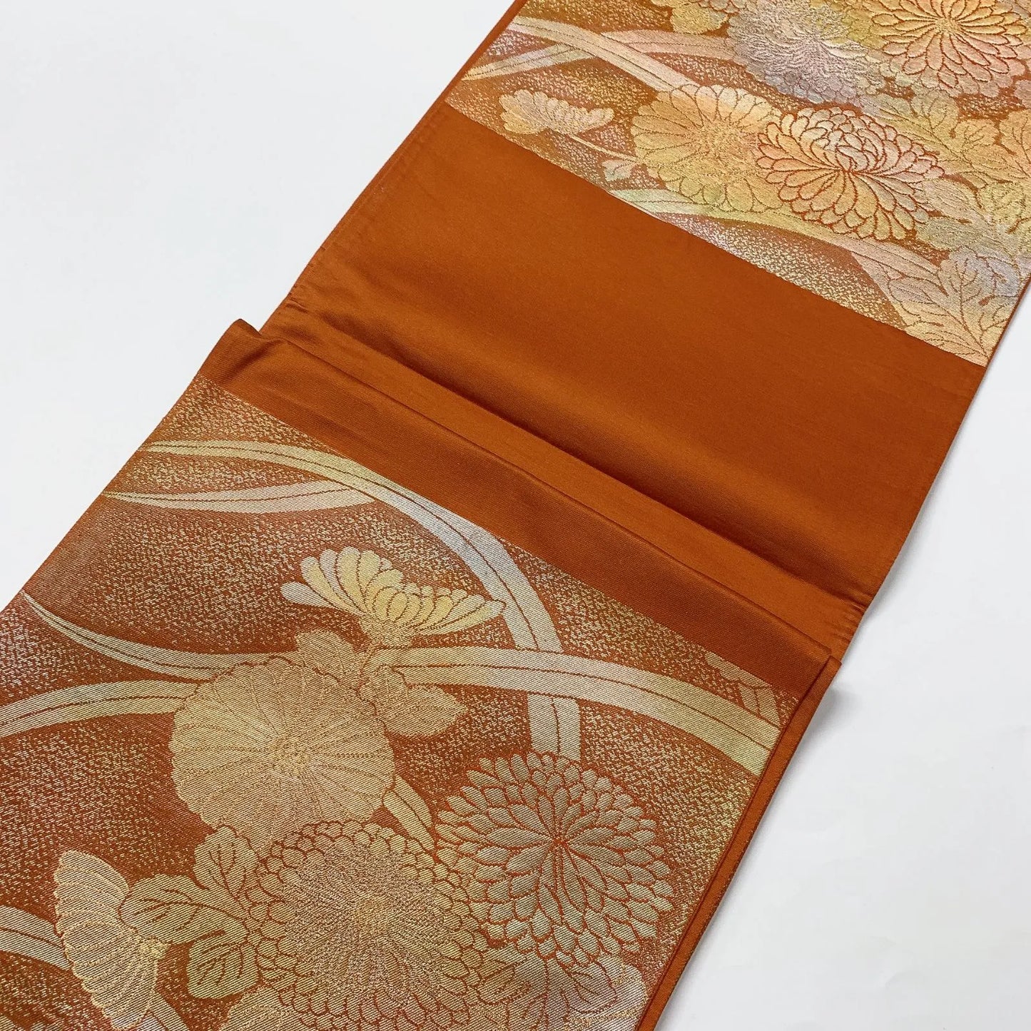 6579# Japanese Vintage Fukuro Obi Belt Kimono Fabric Silk Traditional