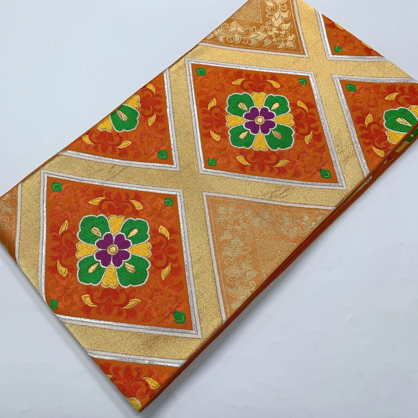 6581# Japanese Vintage Fukuro Obi Belt Kimono Fabric Silk Traditional