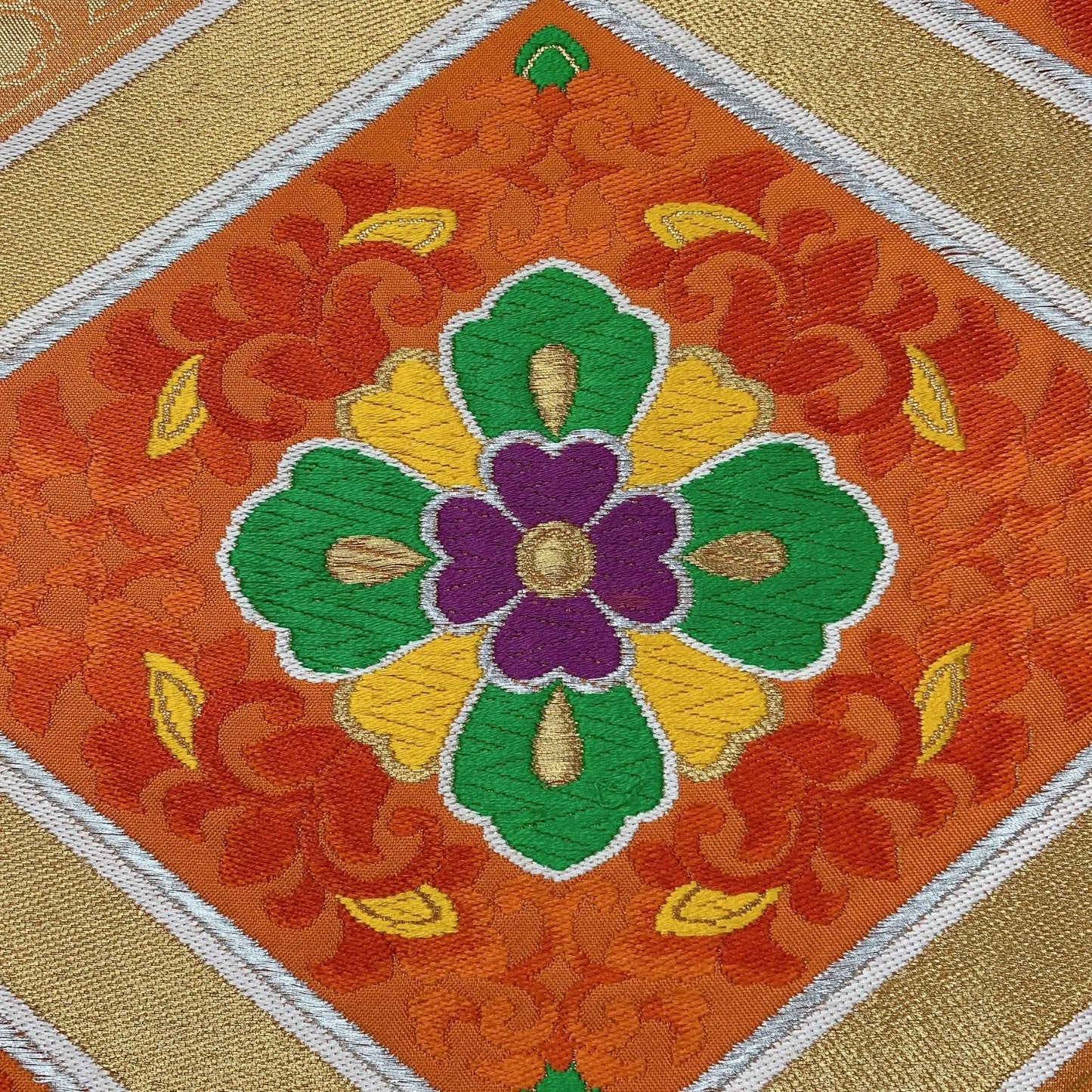 6581# Japanese Vintage Fukuro Obi Belt Kimono Fabric Silk Traditional