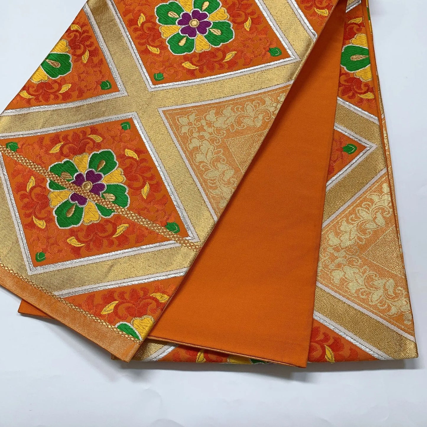 6581# Japanese Vintage Fukuro Obi Belt Kimono Fabric Silk Traditional