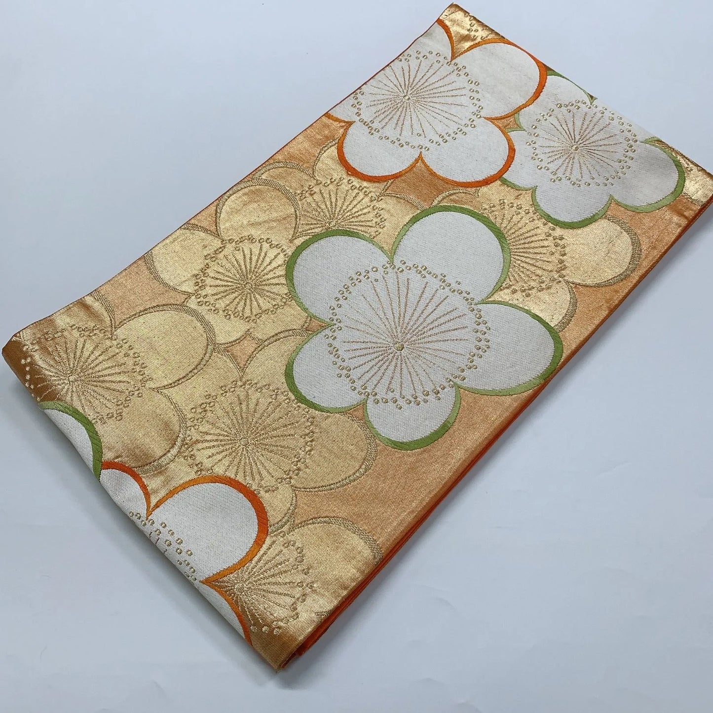 6582# Japanese Vintage Fukuro Obi Belt Kimono Fabric Silk Traditional Embroidery