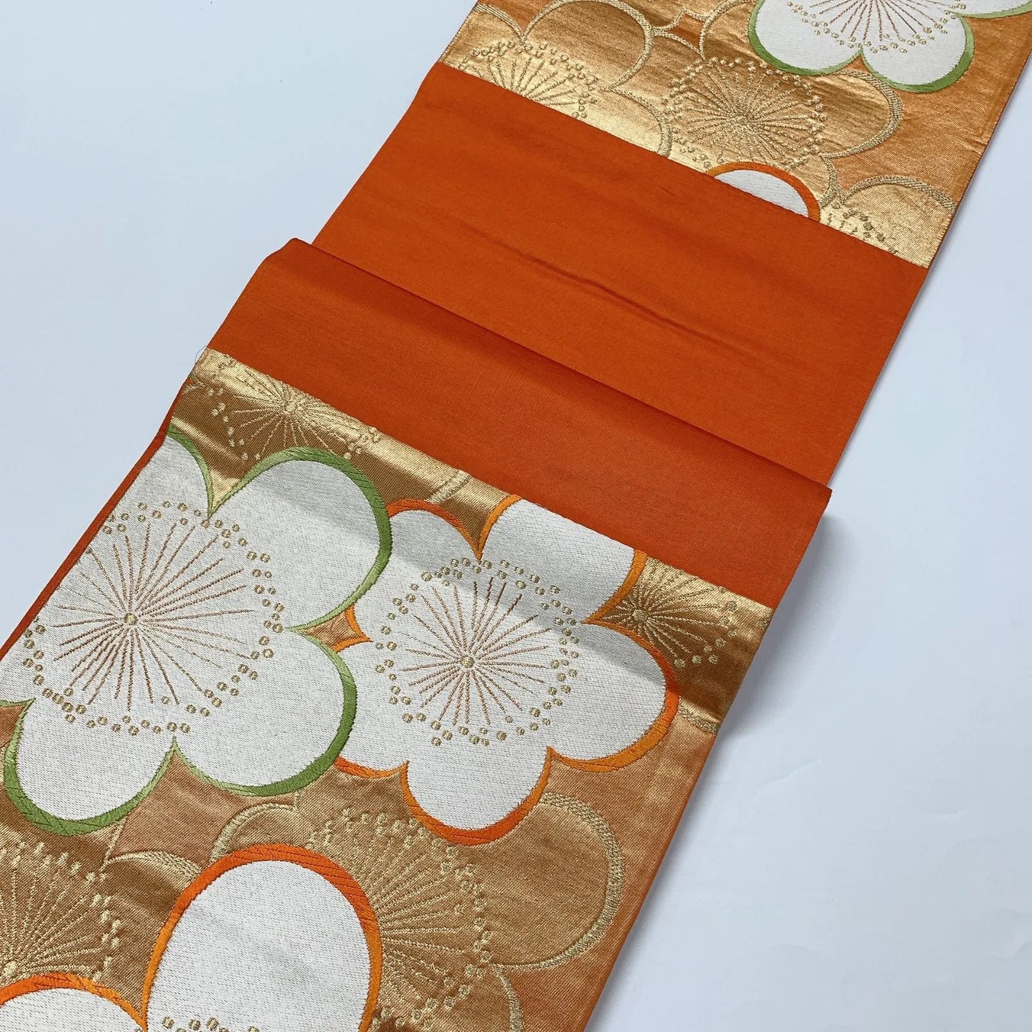 6582# Japanese Vintage Fukuro Obi Belt Kimono Fabric Silk Traditional Embroidery