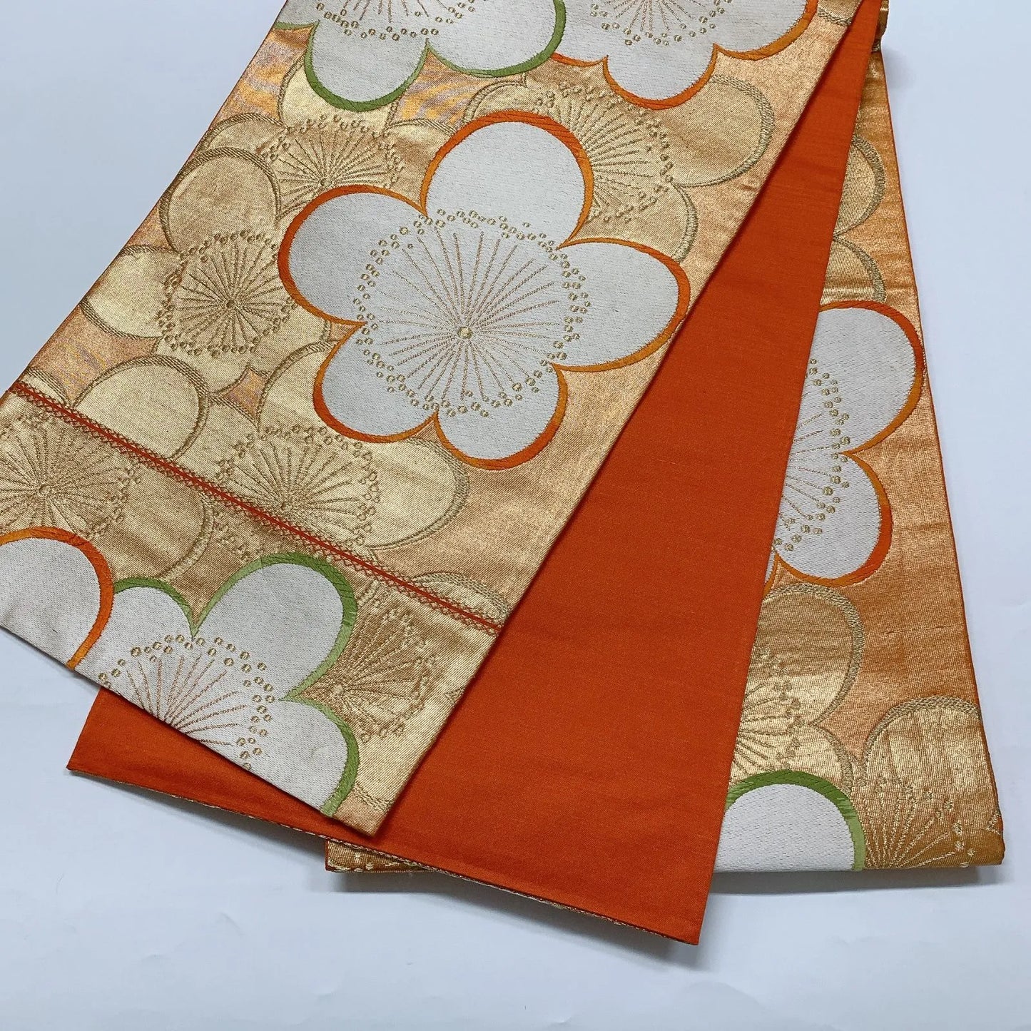 6582# Japanese Vintage Fukuro Obi Belt Kimono Fabric Silk Traditional Embroidery