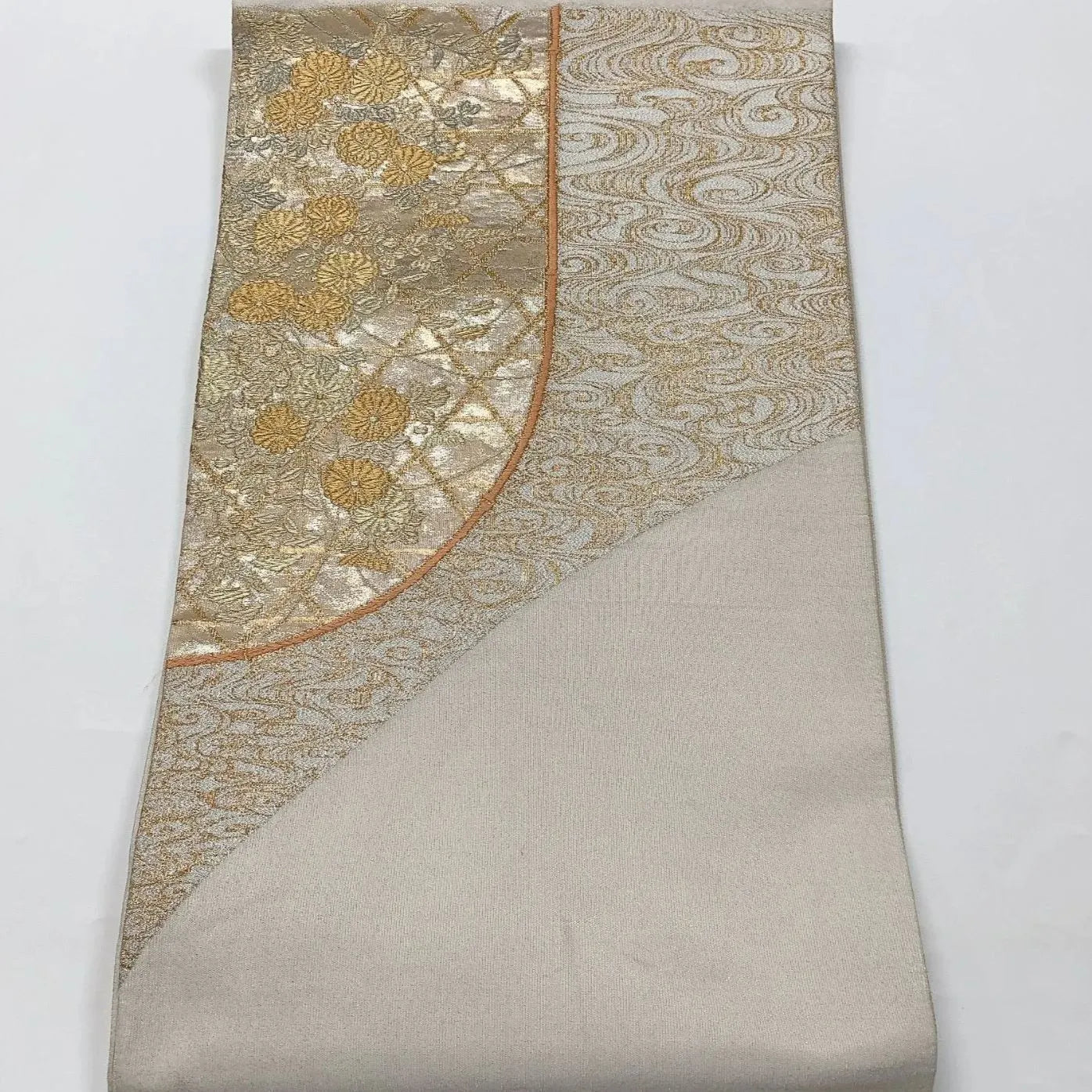 6574# Japanese Vintage Fukuro Obi Belt Kimono Fabric Silk Traditional