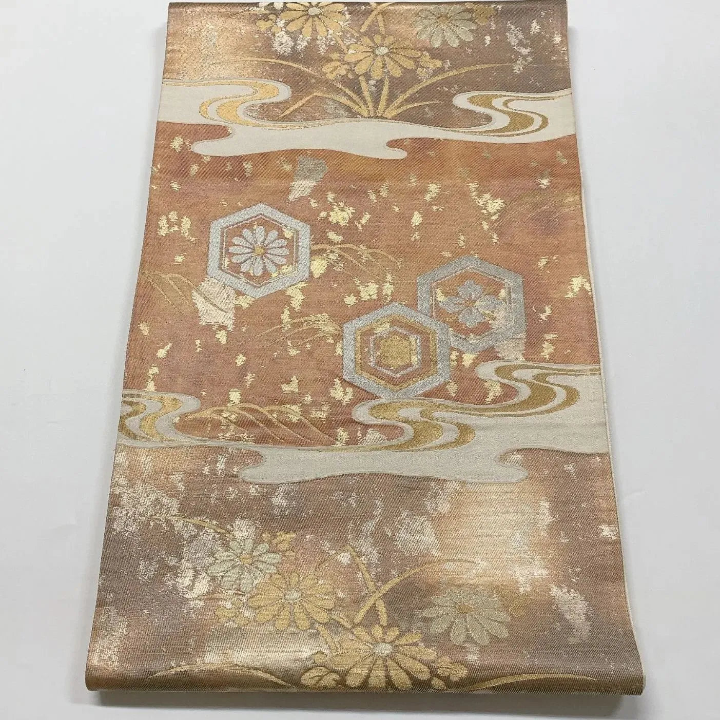 6575# Japanese Vintage Fukuro Obi Belt Kimono Fabric Silk Traditional