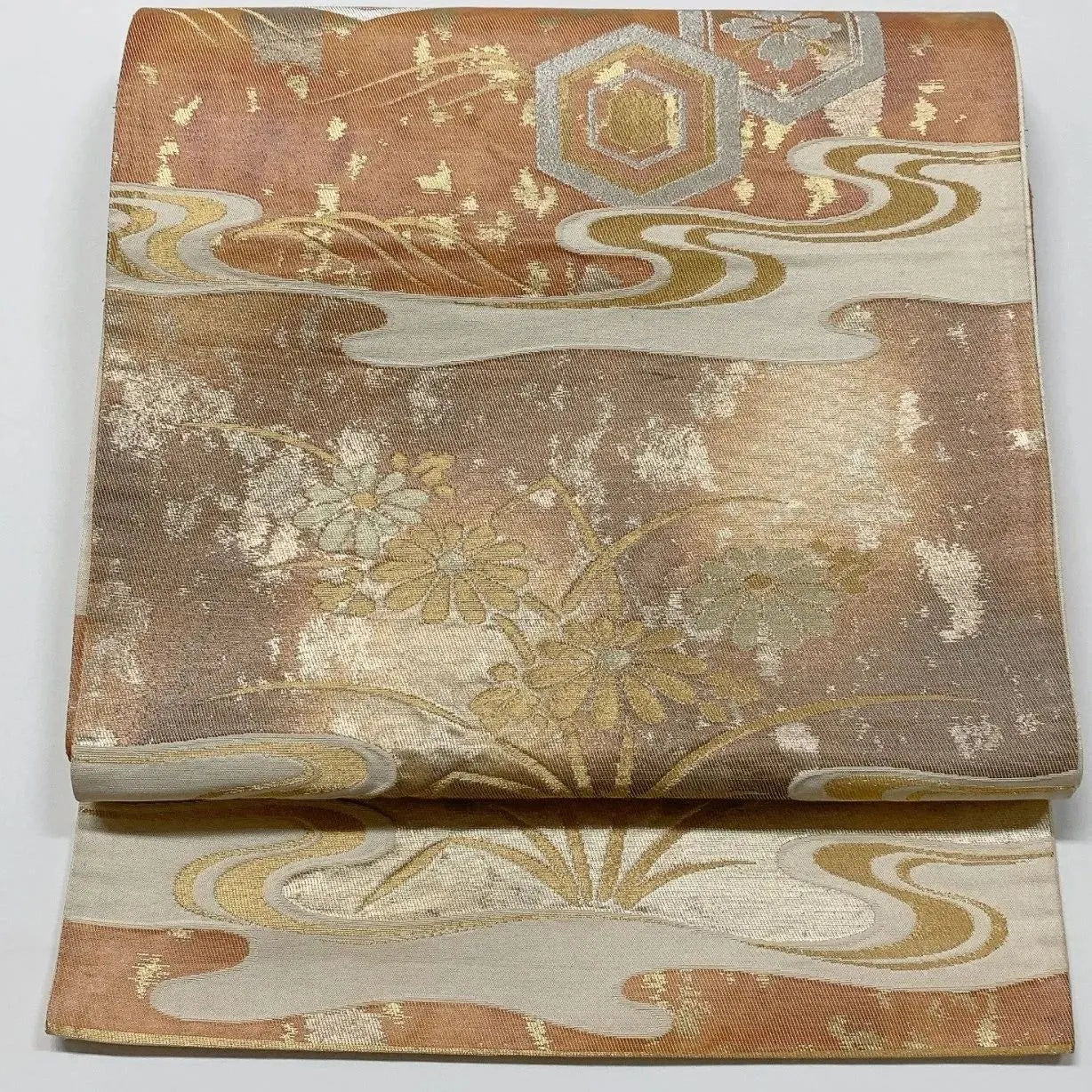 6575# Japanese Vintage Fukuro Obi Belt Kimono Fabric Silk Traditional