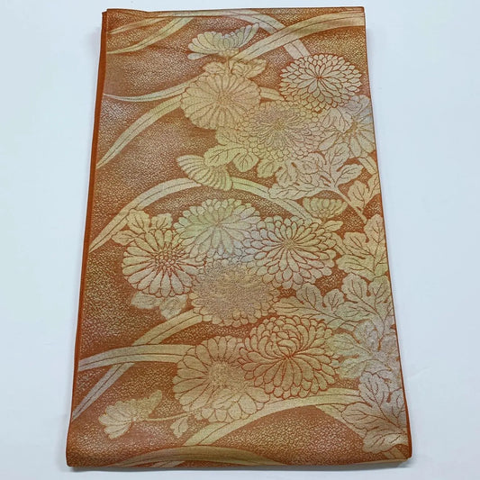 6579# Japanese Vintage Fukuro Obi Belt Kimono Fabric Silk Traditional