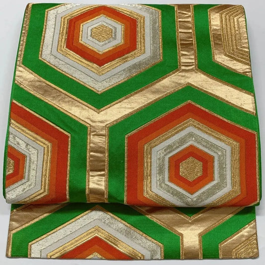 6580# Japanese Vintage Fukuro Obi Belt Kimono Fabric Silk Traditional