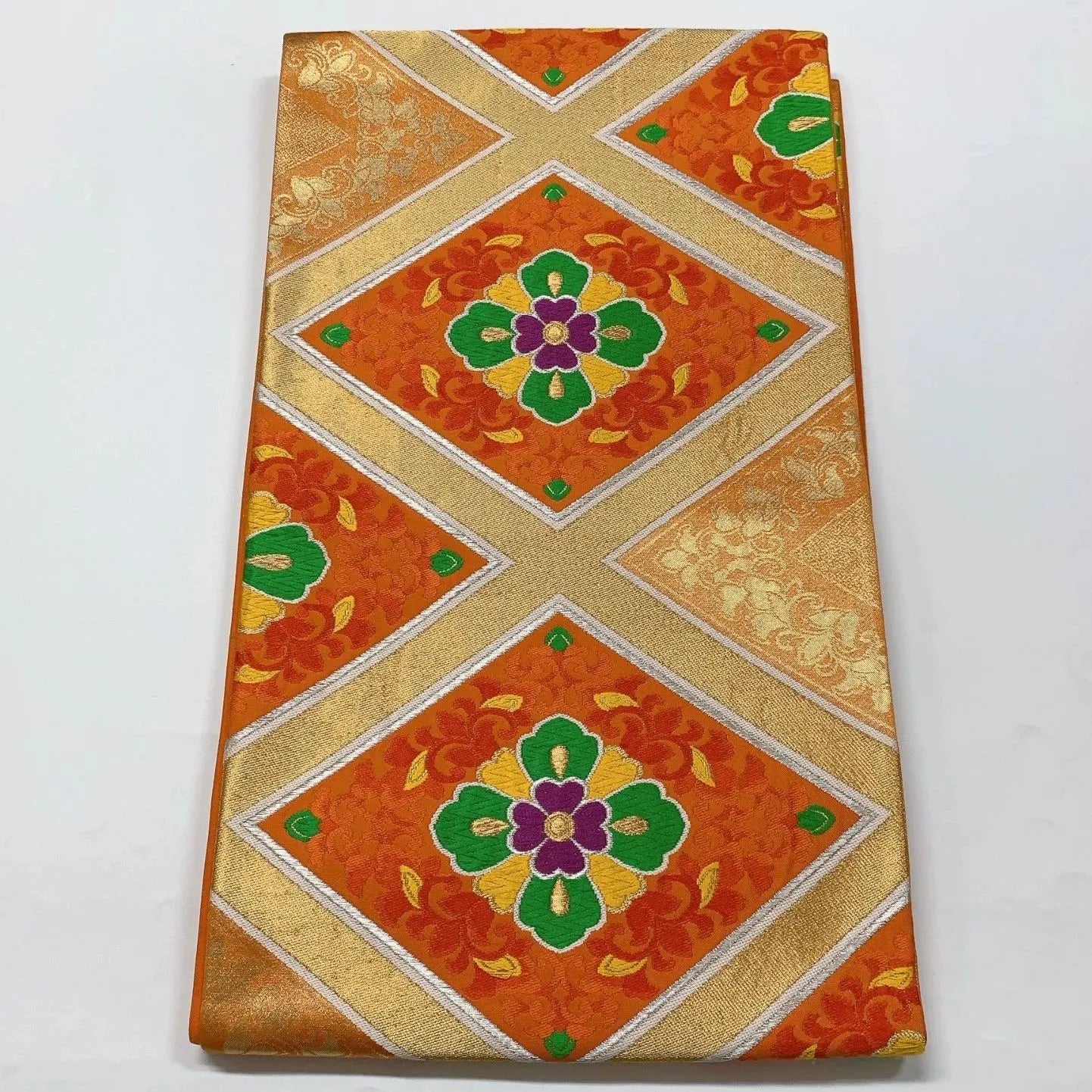 6581# Japanese Vintage Fukuro Obi Belt Kimono Fabric Silk Traditional