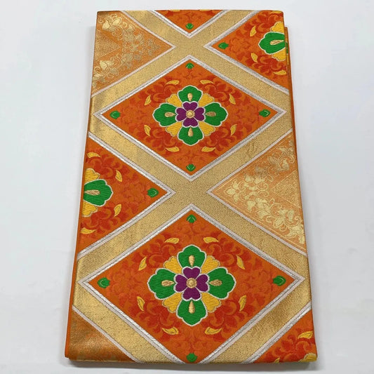 6581# Japanese Vintage Fukuro Obi Belt Kimono Fabric Silk Traditional