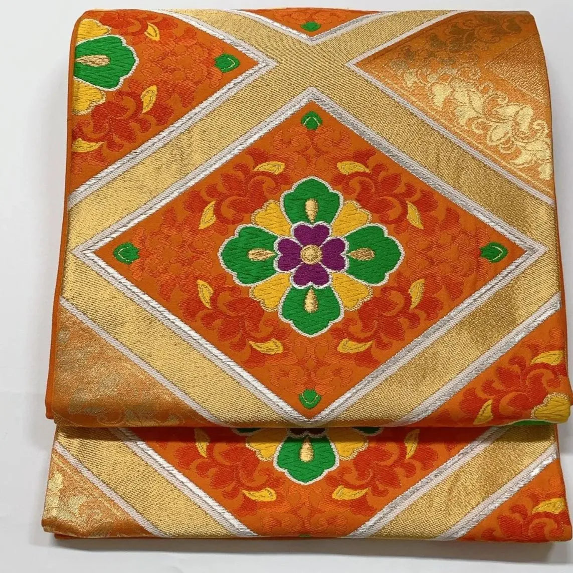 6581# Japanese Vintage Fukuro Obi Belt Kimono Fabric Silk Traditional