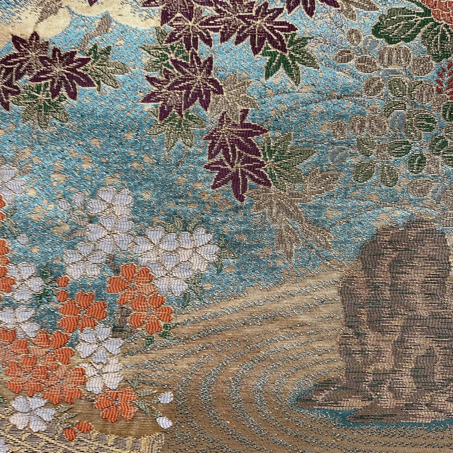 6587# Japanese Vintage Fukuro Obi Belt Kimono Fabric Silk Traditional