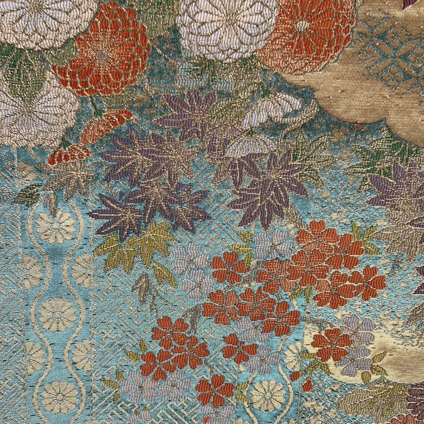 6587# Japanese Vintage Fukuro Obi Belt Kimono Fabric Silk Traditional