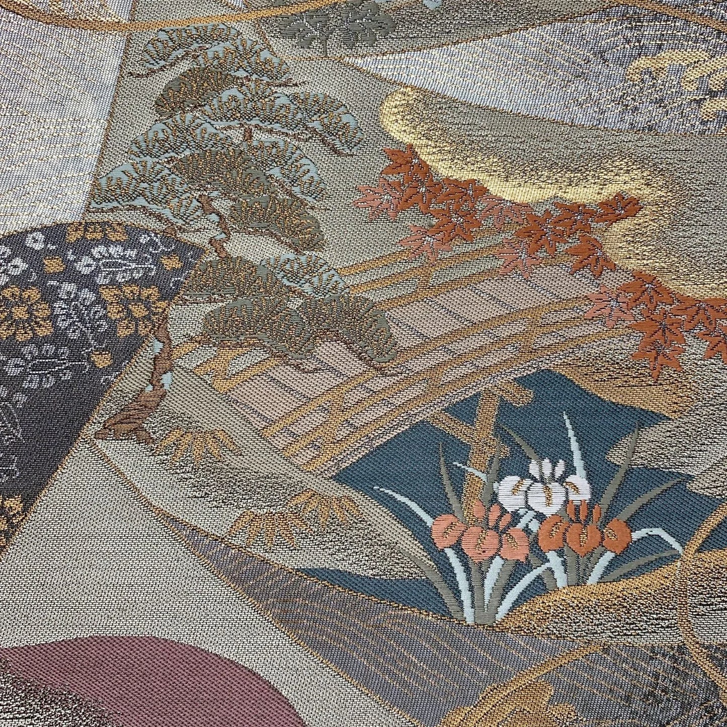 6589# Japanese Vintage Fukuro Obi Belt Kimono Fabric Silk Traditional