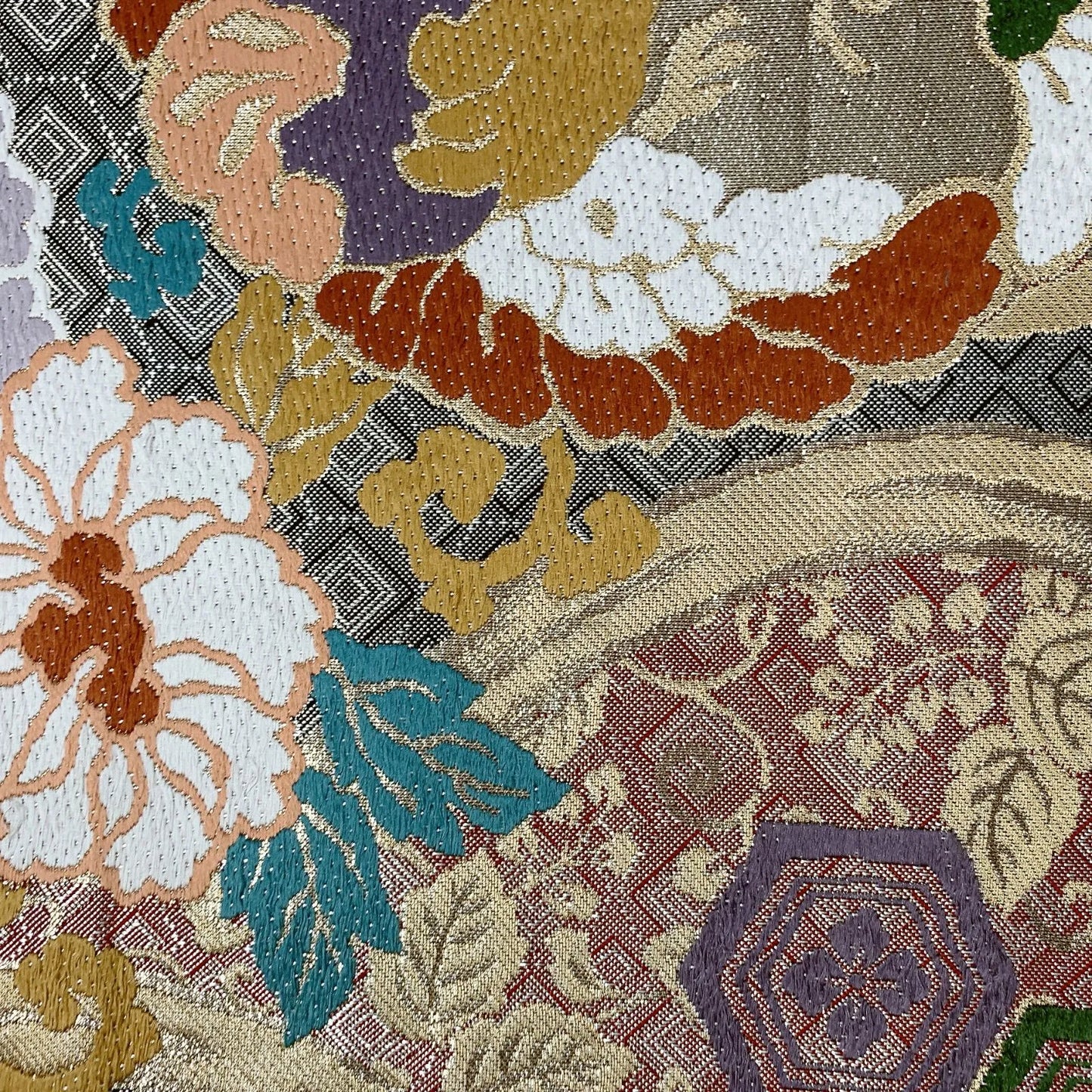 6590# Japanese Vintage Fukuro Obi Belt Kimono Fabric Silk Traditional