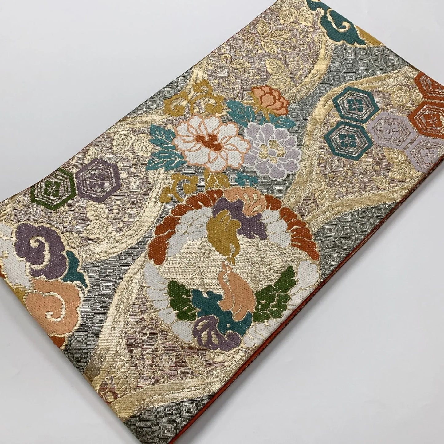 6590# Japanese Vintage Fukuro Obi Belt Kimono Fabric Silk Traditional