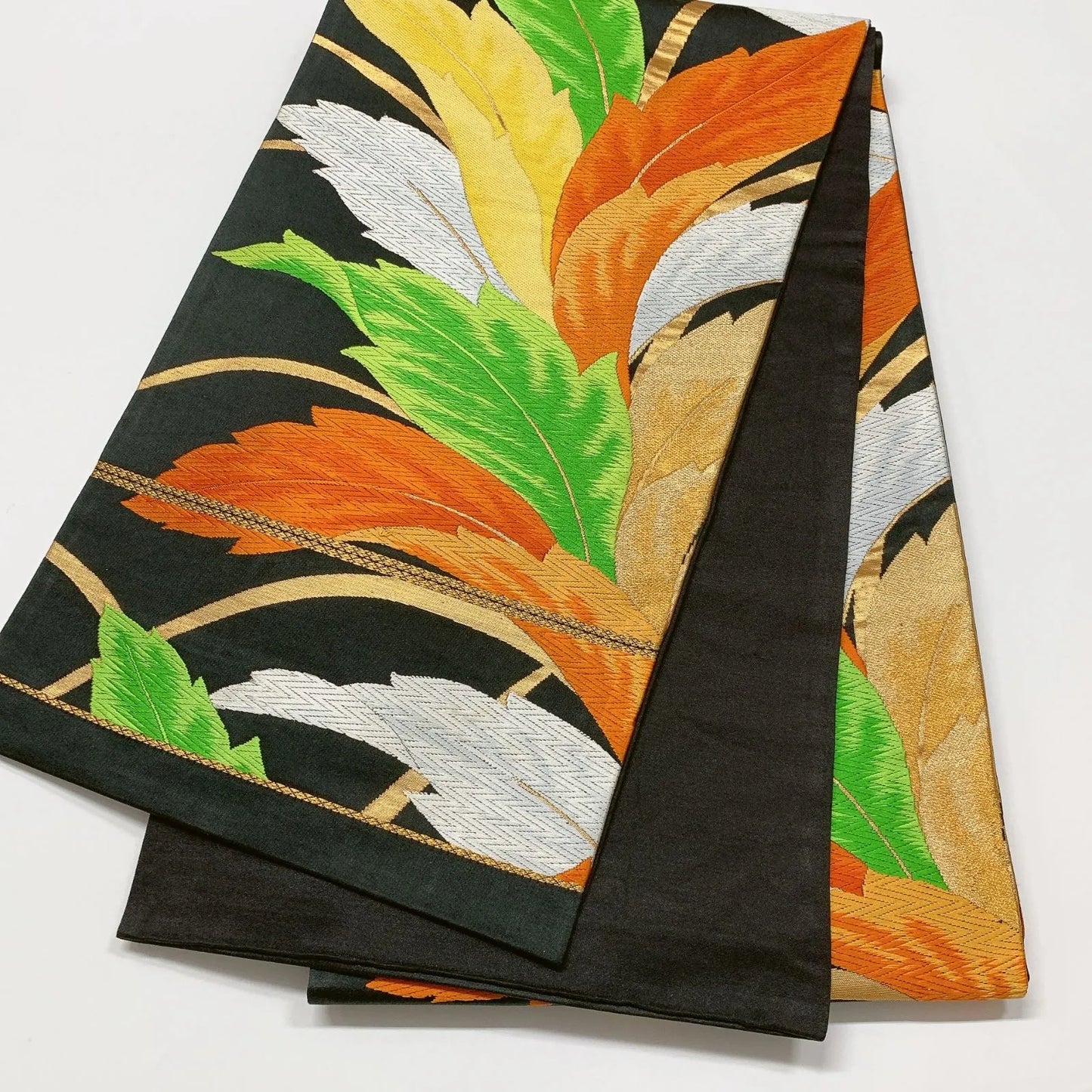 6596# Japanese Vintage Fukuro Obi Belt Kimono Fabric Silk Traditional Embroidery