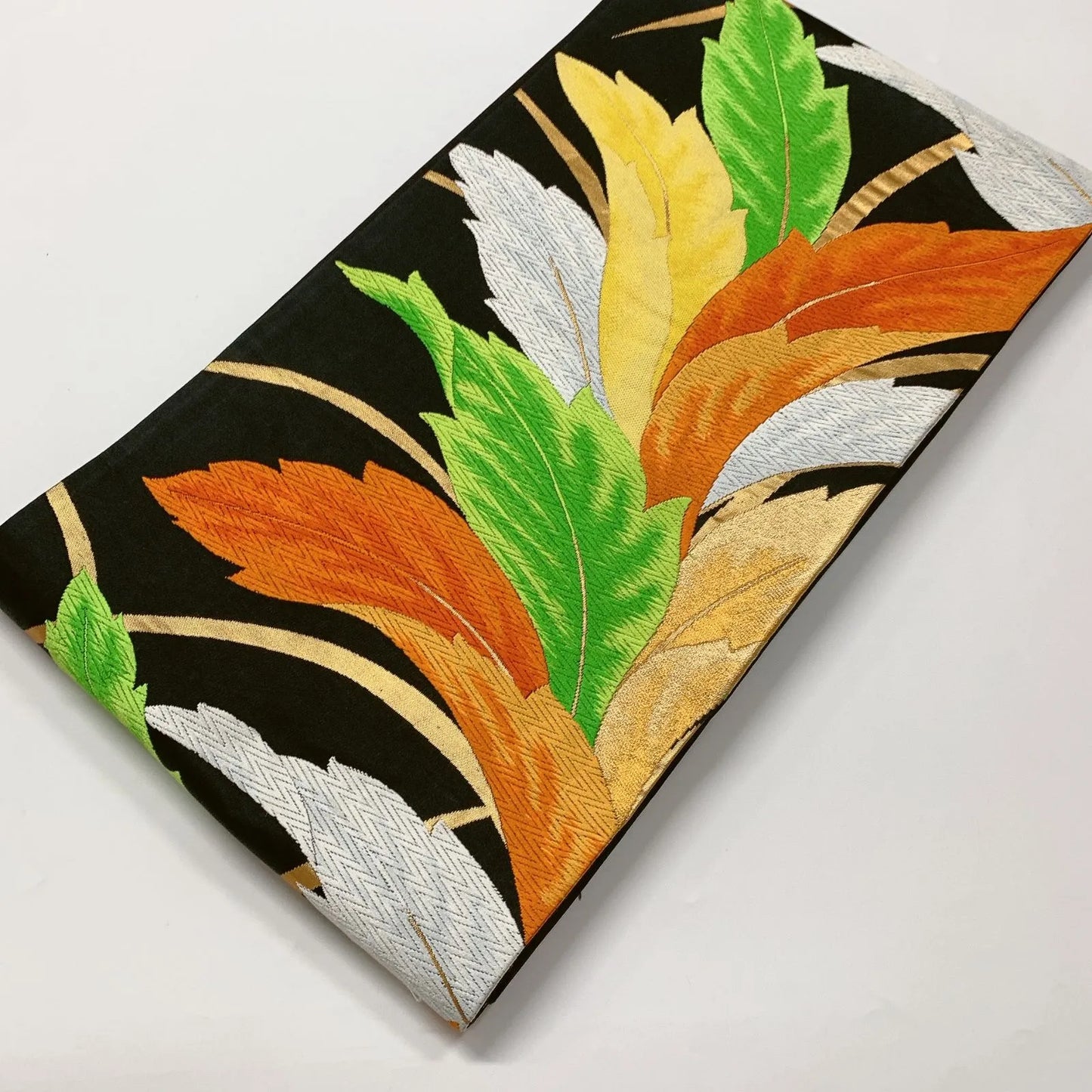 6596# Japanese Vintage Fukuro Obi Belt Kimono Fabric Silk Traditional Embroidery