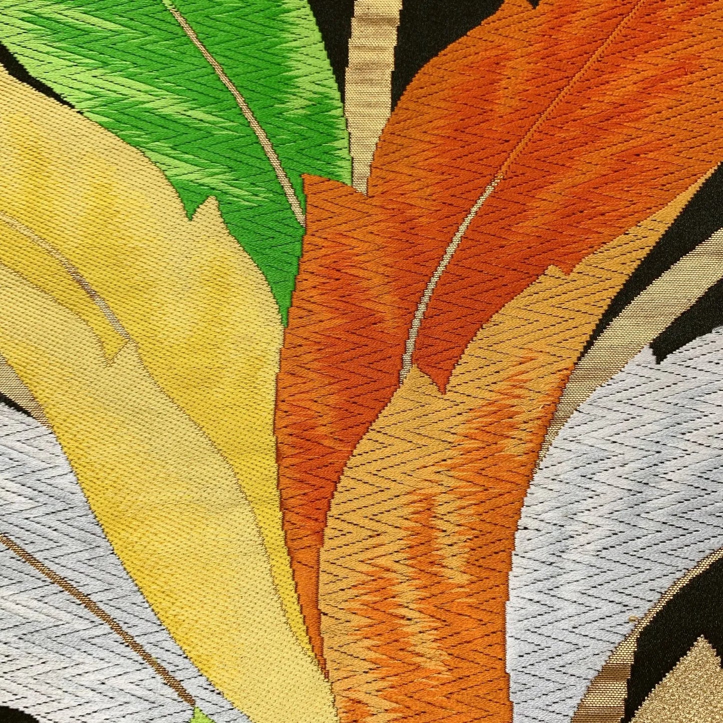 6596# Japanese Vintage Fukuro Obi Belt Kimono Fabric Silk Traditional Embroidery