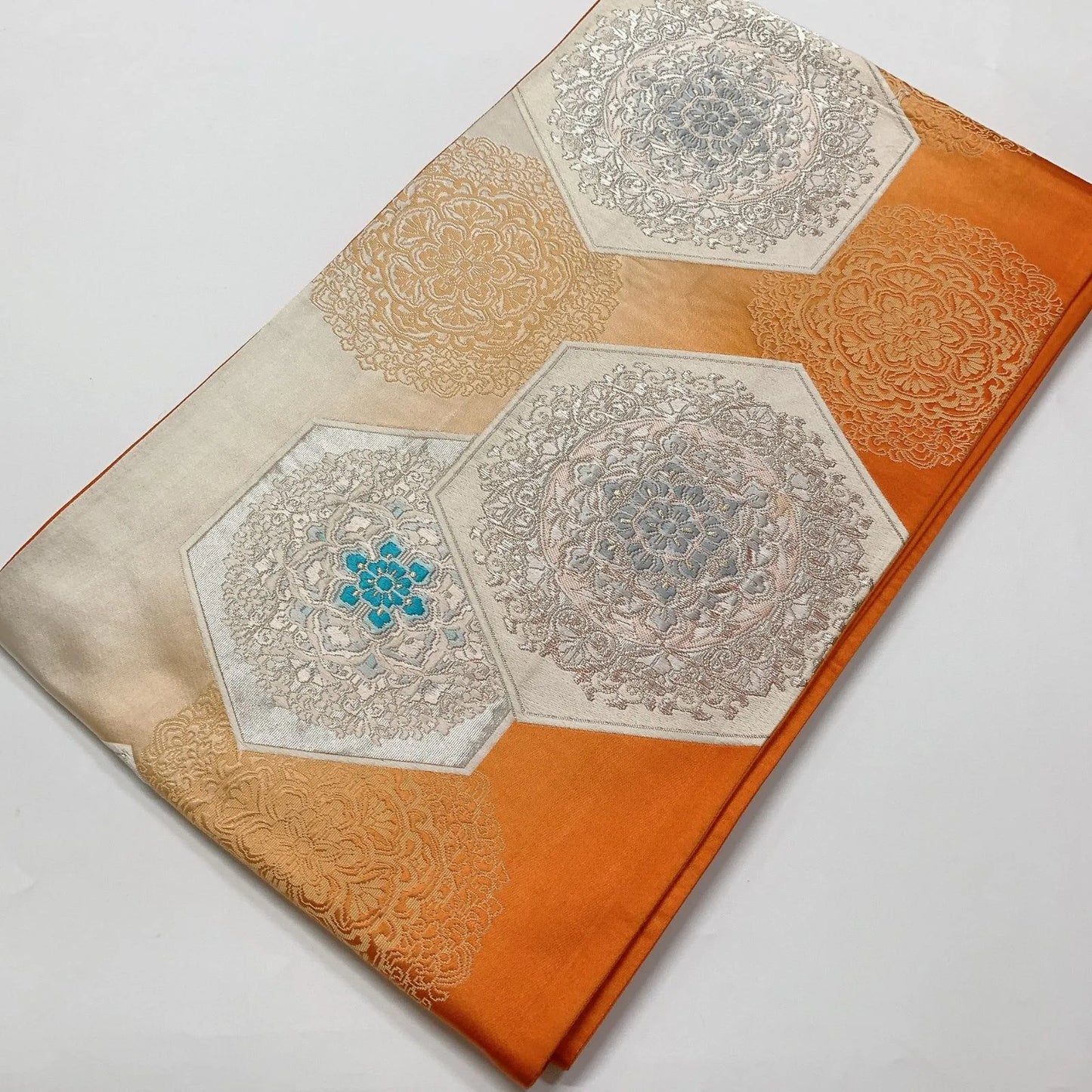 6597# Japanese Vintage Fukuro Obi Belt Kimono Fabric Silk Traditional