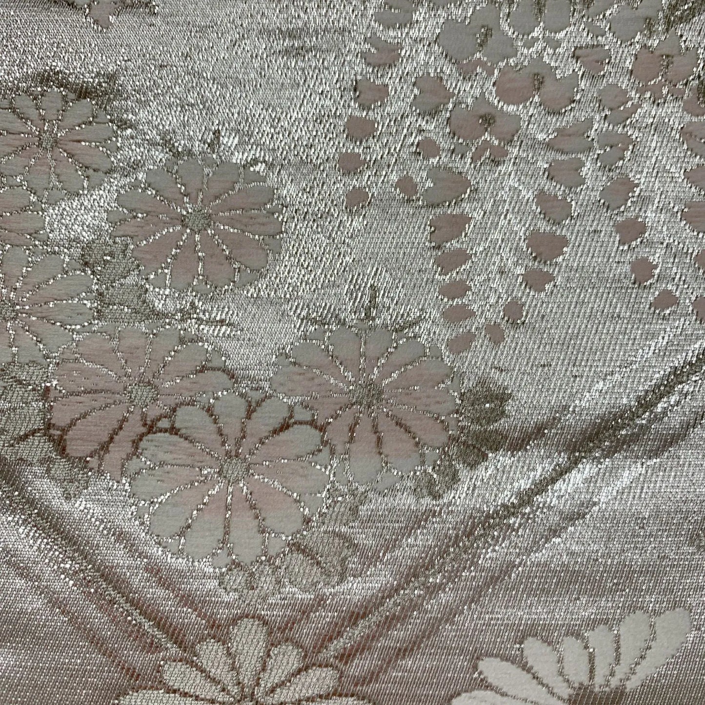 6598# Japanese Vintage Fukuro Obi Belt Kimono Fabric Silk Traditional Silver