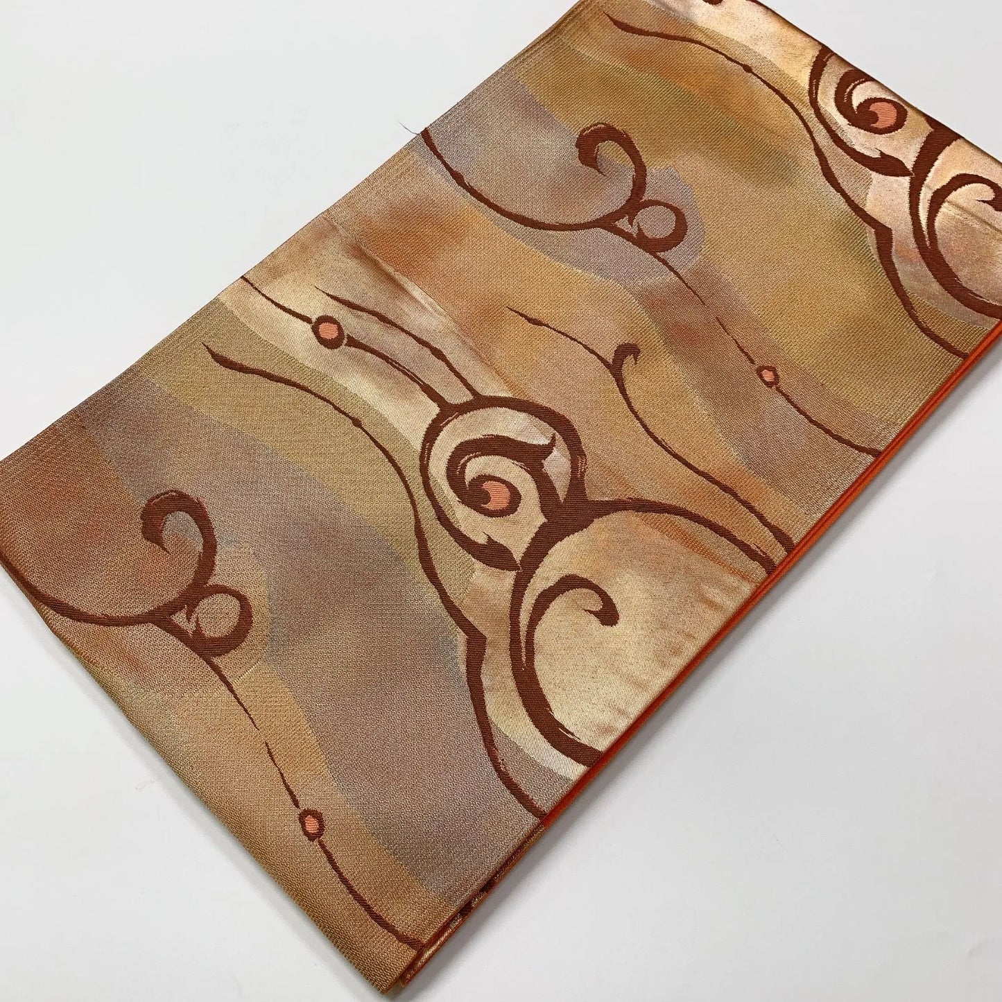 6599# Japanese Vintage Fukuro Obi Belt Kimono Fabric Silk Traditional 　