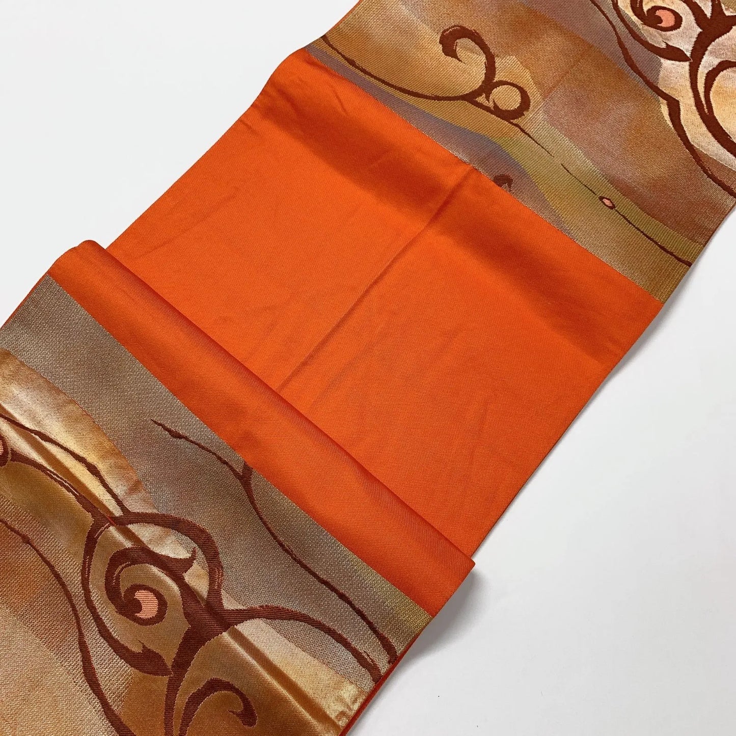 6599# Japanese Vintage Fukuro Obi Belt Kimono Fabric Silk Traditional 　