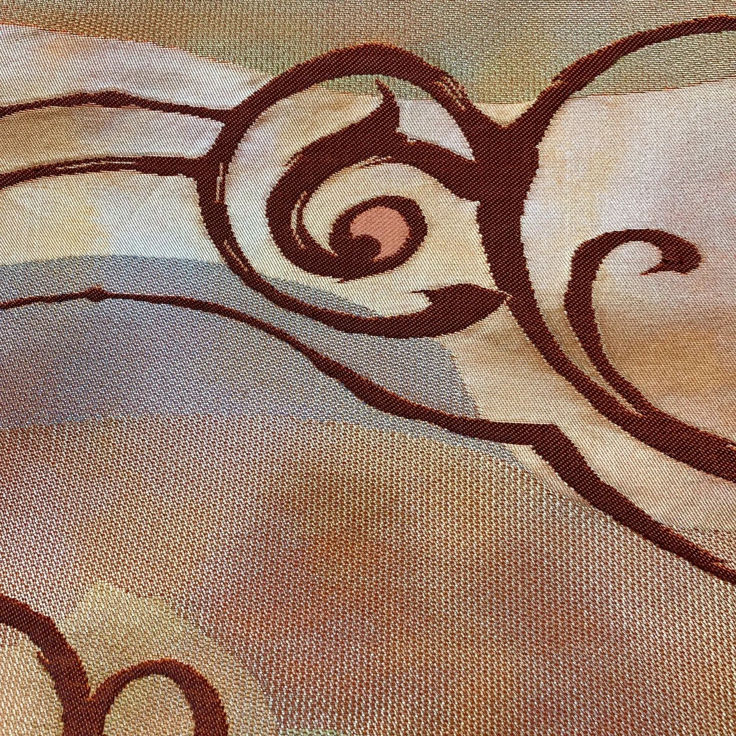 6599# Japanese Vintage Fukuro Obi Belt Kimono Fabric Silk Traditional 　