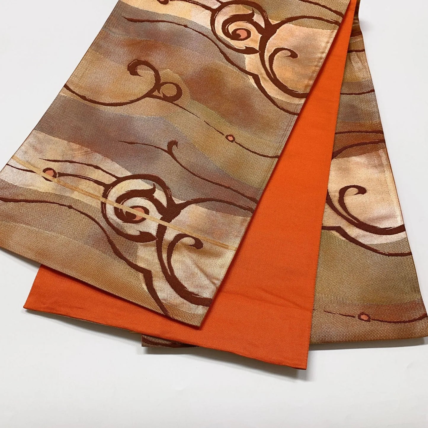 6599# Japanese Vintage Fukuro Obi Belt Kimono Fabric Silk Traditional 　