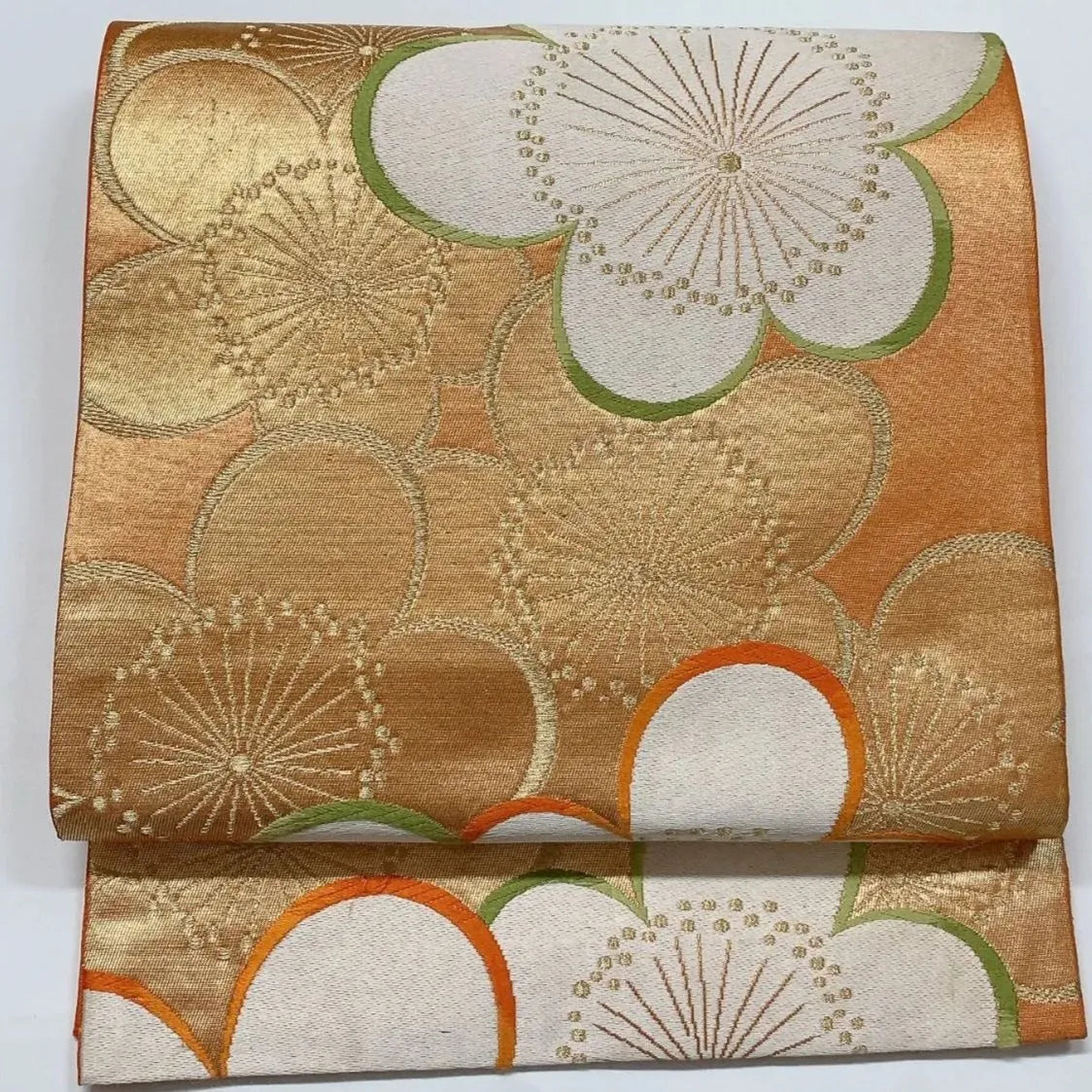 6582# Japanese Vintage Fukuro Obi Belt Kimono Fabric Silk Traditional Embroidery