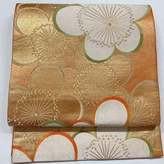 6582# Japanese Vintage Fukuro Obi Belt Kimono Fabric Silk Traditional Embroidery