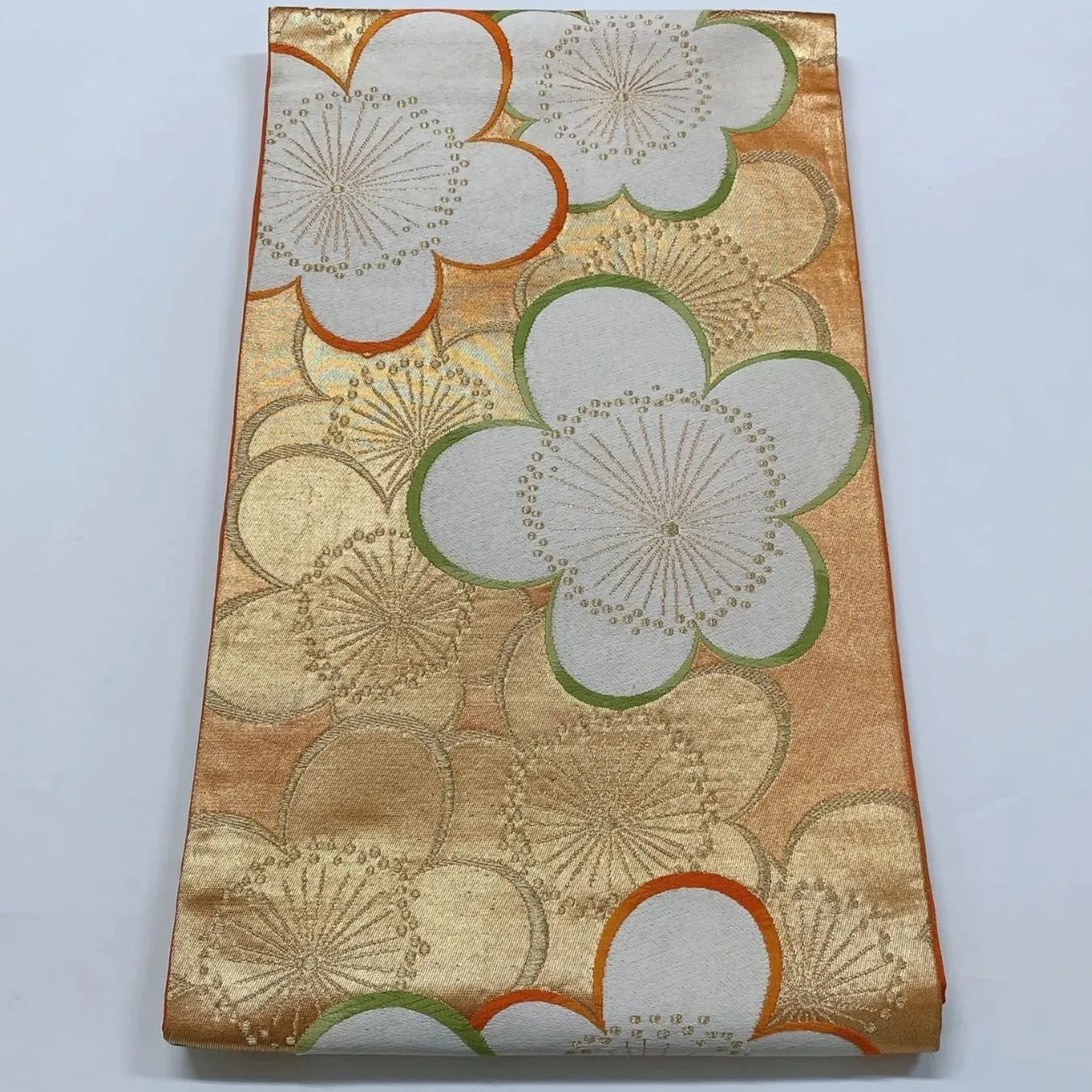 6582# Japanese Vintage Fukuro Obi Belt Kimono Fabric Silk Traditional Embroidery