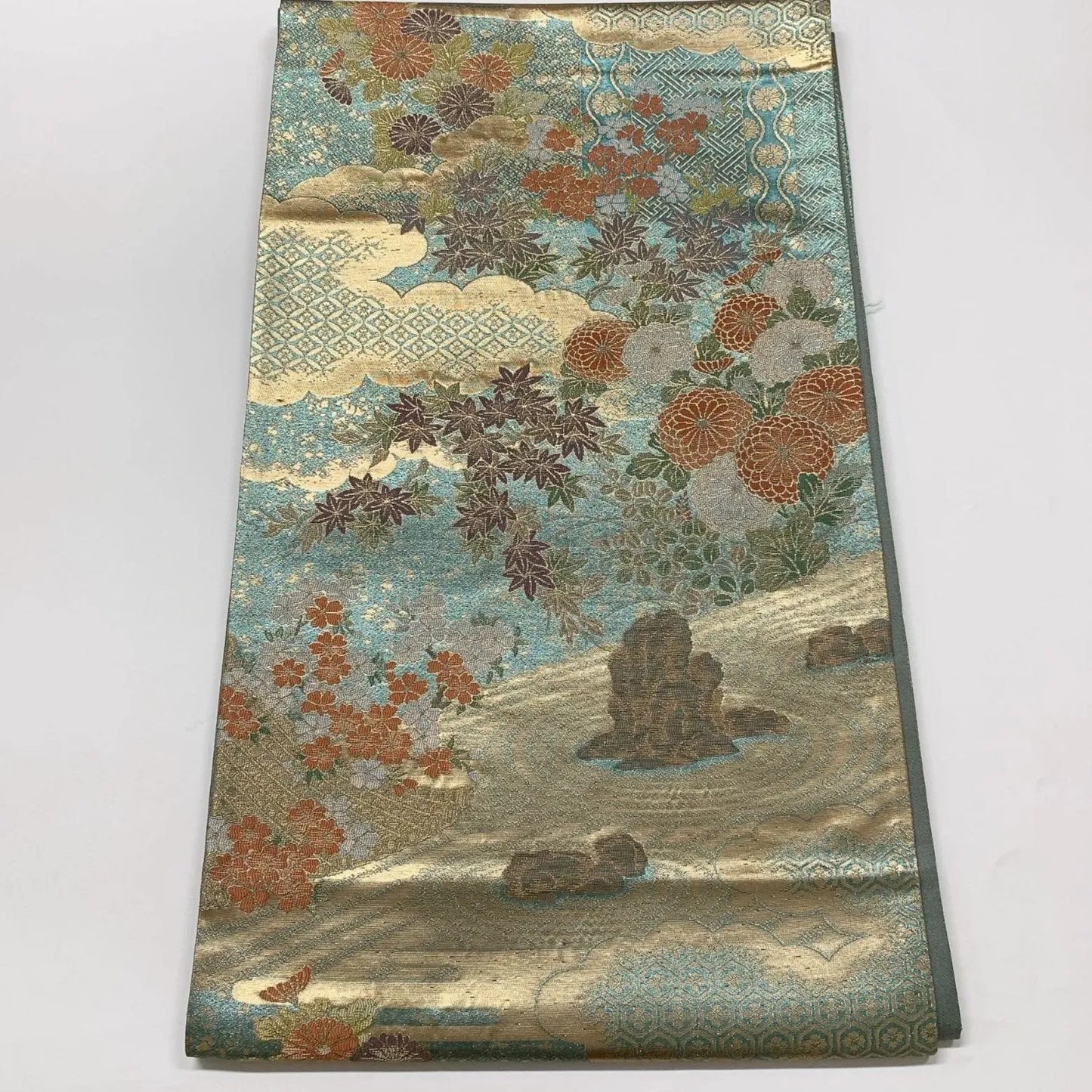 6587# Japanese Vintage Fukuro Obi Belt Kimono Fabric Silk Traditional