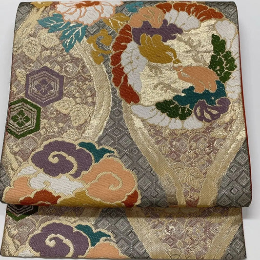 6590# Japanese Vintage Fukuro Obi Belt Kimono Fabric Silk Traditional