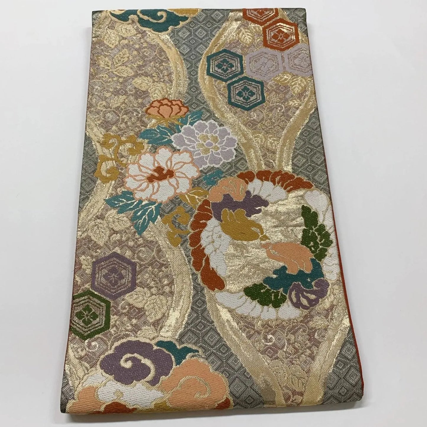 6590# Japanese Vintage Fukuro Obi Belt Kimono Fabric Silk Traditional