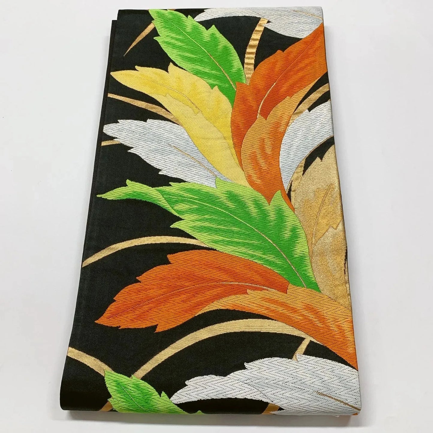 6596# Japanese Vintage Fukuro Obi Belt Kimono Fabric Silk Traditional Embroidery