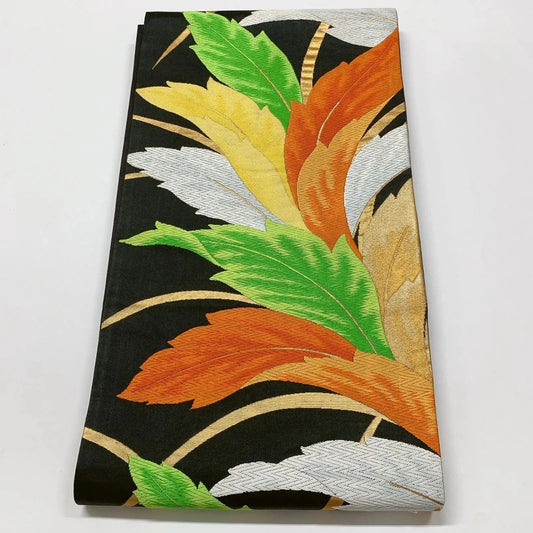 6596# Japanese Vintage Fukuro Obi Belt Kimono Fabric Silk Traditional Embroidery