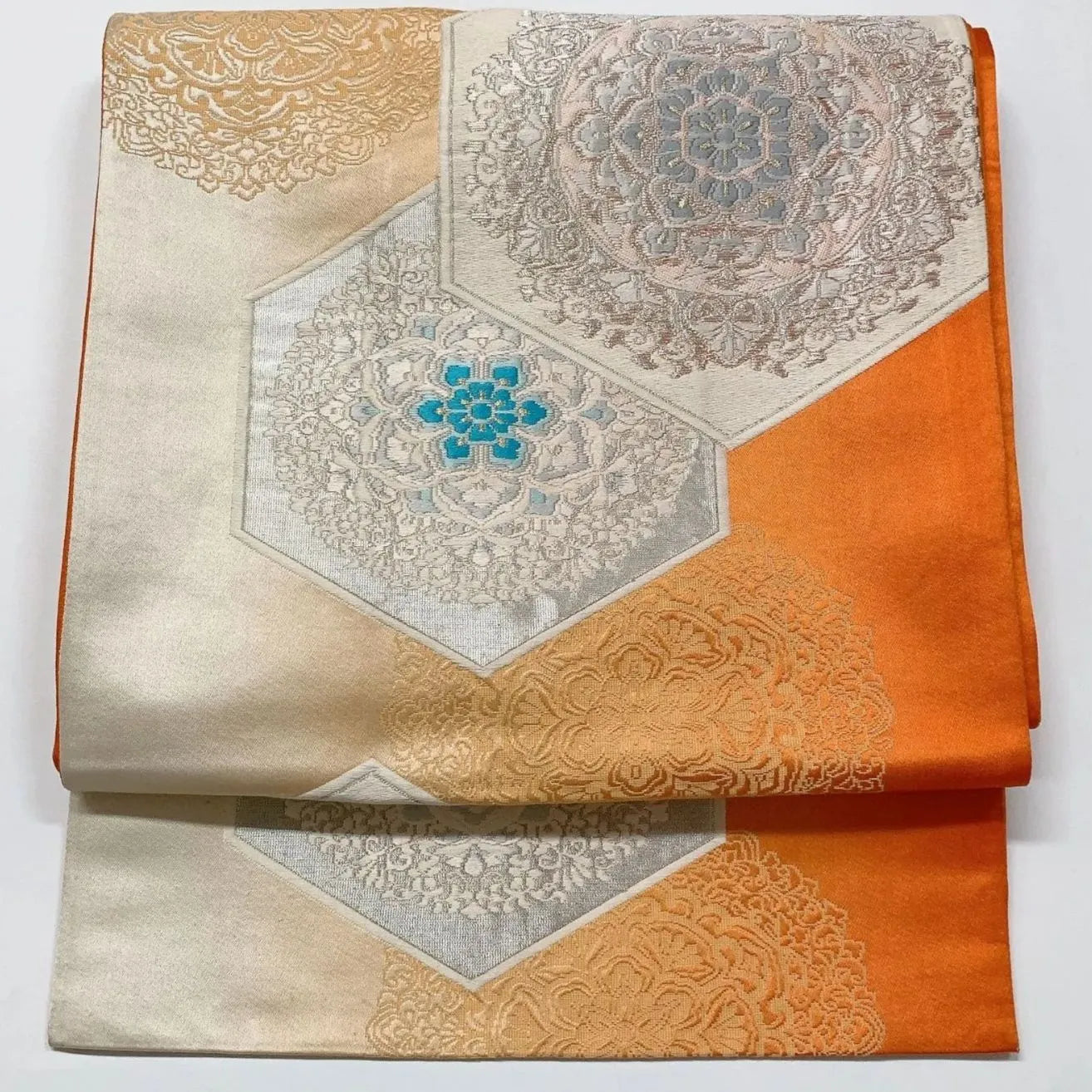 6597# Japanese Vintage Fukuro Obi Belt Kimono Fabric Silk Traditional