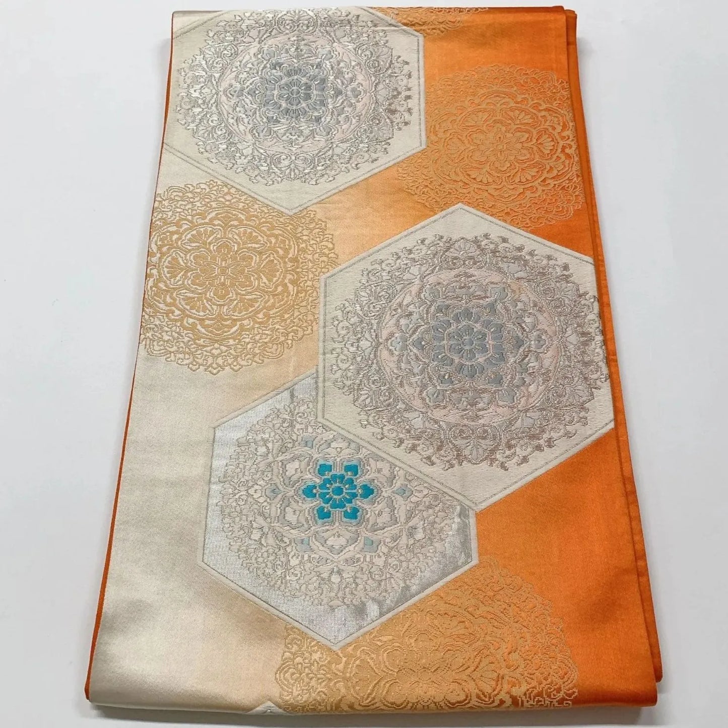 6597# Japanese Vintage Fukuro Obi Belt Kimono Fabric Silk Traditional