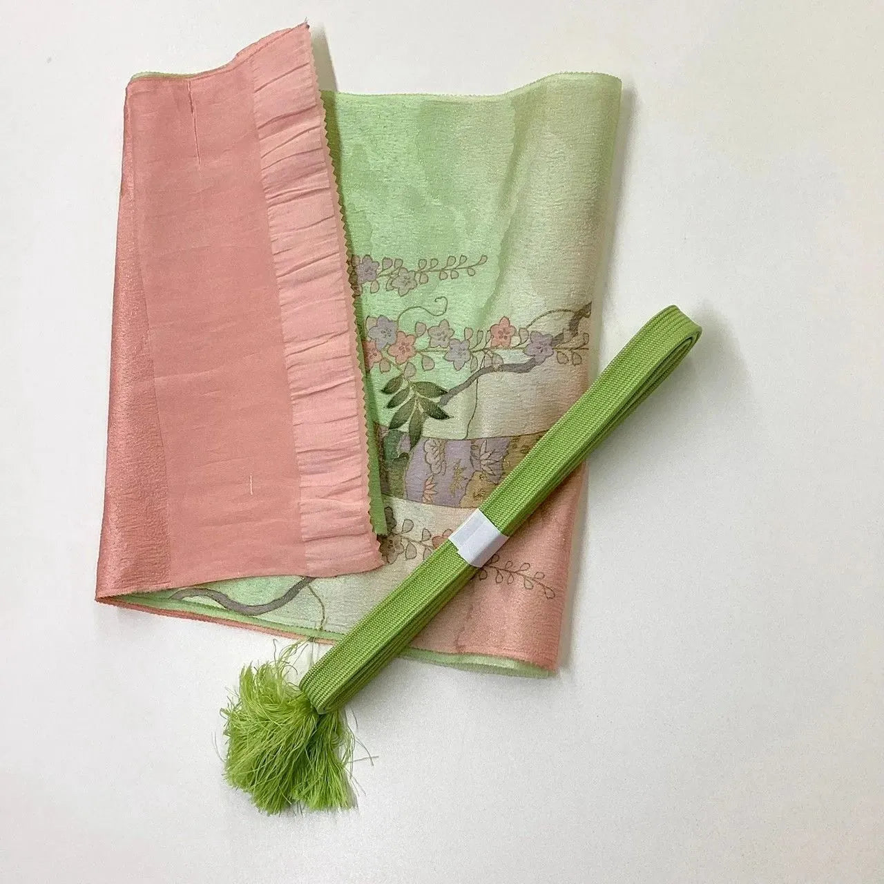 3471# Japanese Kimono Accessory Vintage Obiage and Obijime 2-piece Set Silk