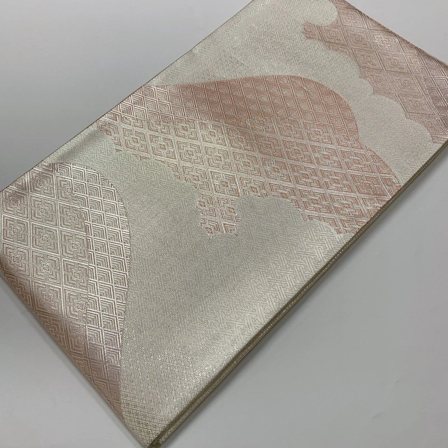 6600# Japanese Vintage Fukuro Obi Belt Kimono Fabric Silk Traditional Silver