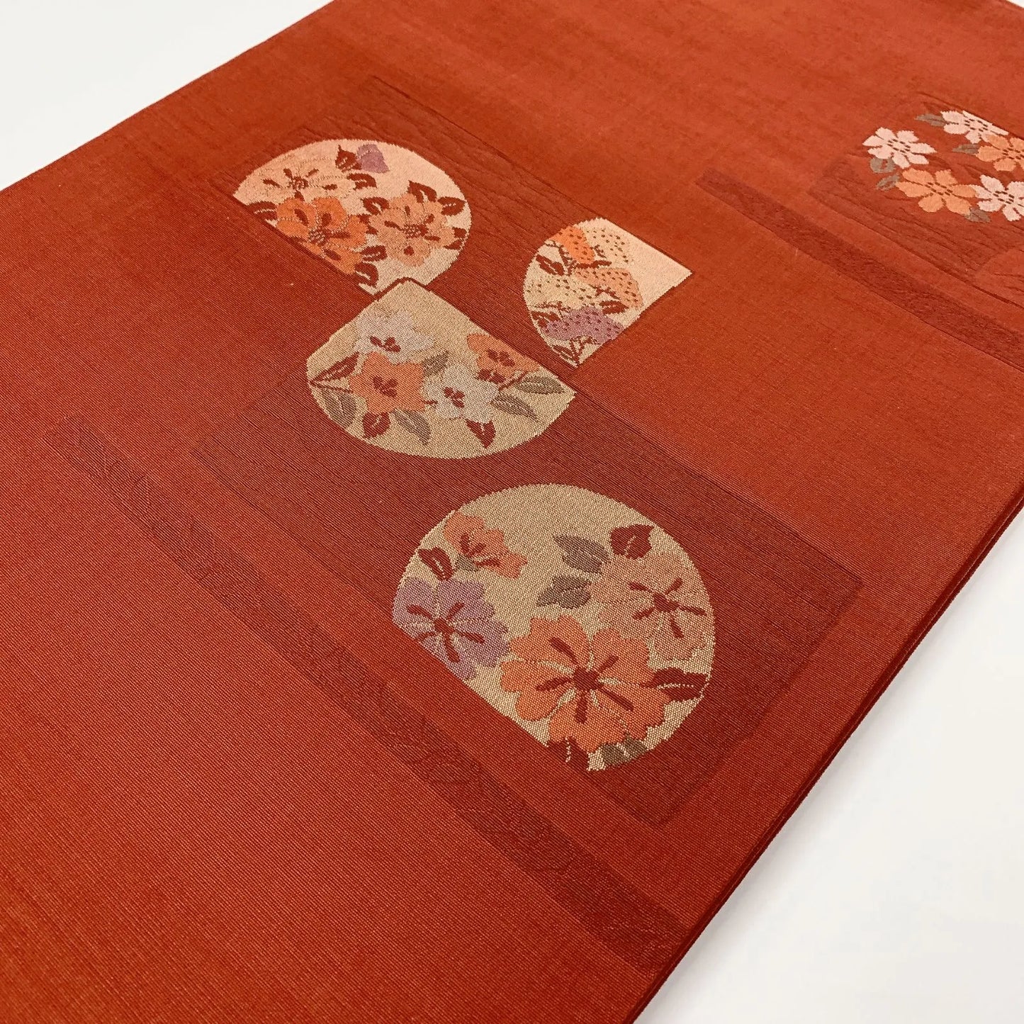 6604# Japanese Vintage Fukuro Obi Belt Kimono Pongee Fabric Silk Traditional 　