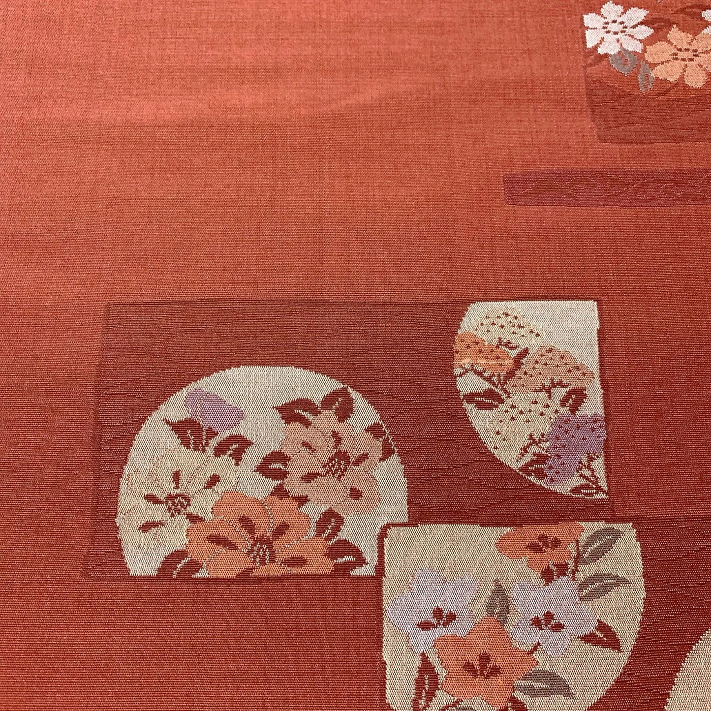 6604# Japanese Vintage Fukuro Obi Belt Kimono Pongee Fabric Silk Traditional 　