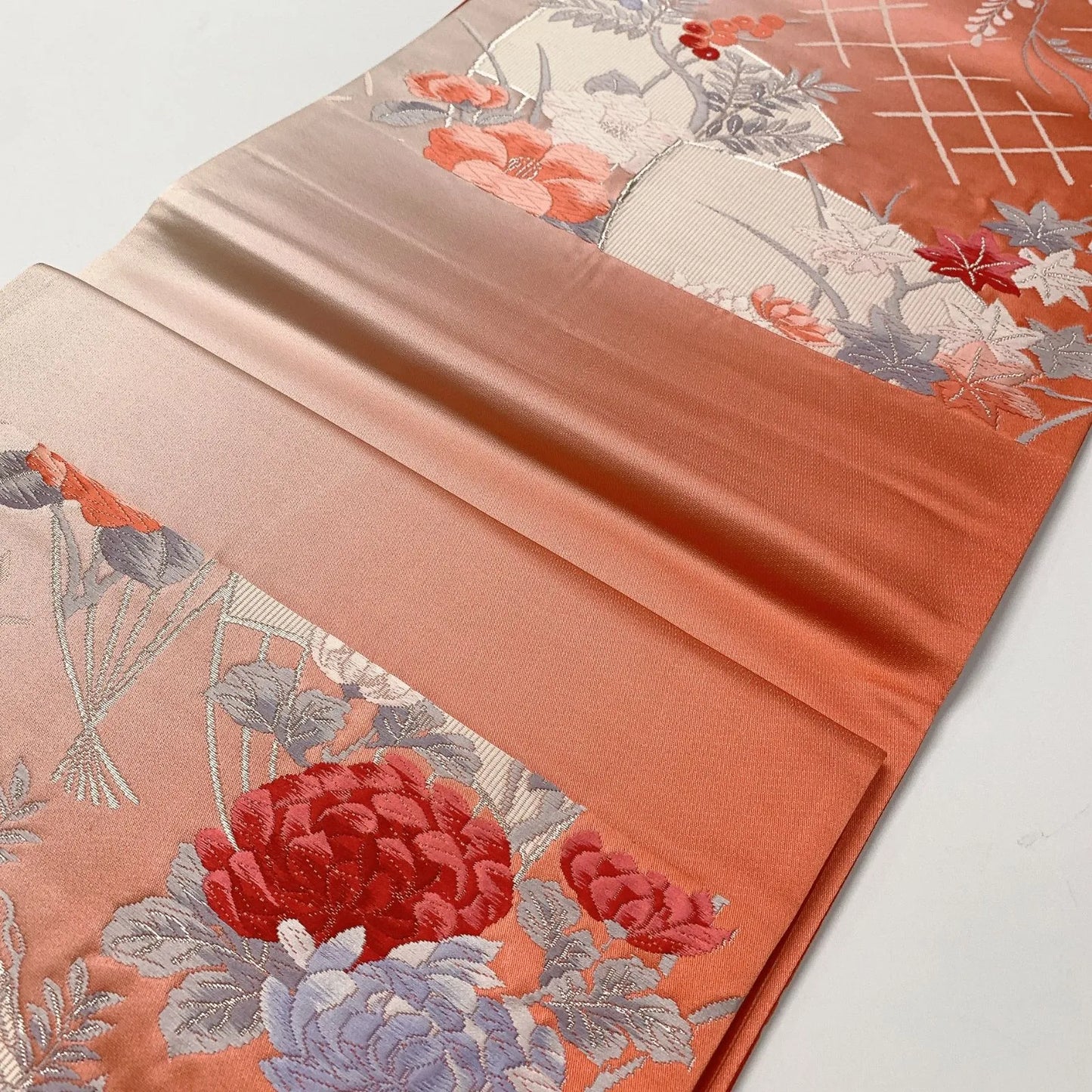 6605# Japanese Vintage Fukuro Obi Belt Kimono Fabric Silk Traditional