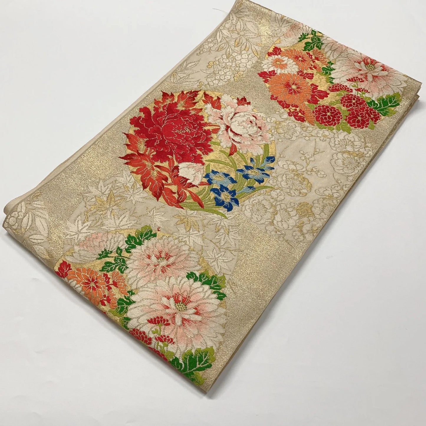 6613# Japanese Vintage Fukuro Obi Belt Kimono Fabric Silk Traditional Embroidery　