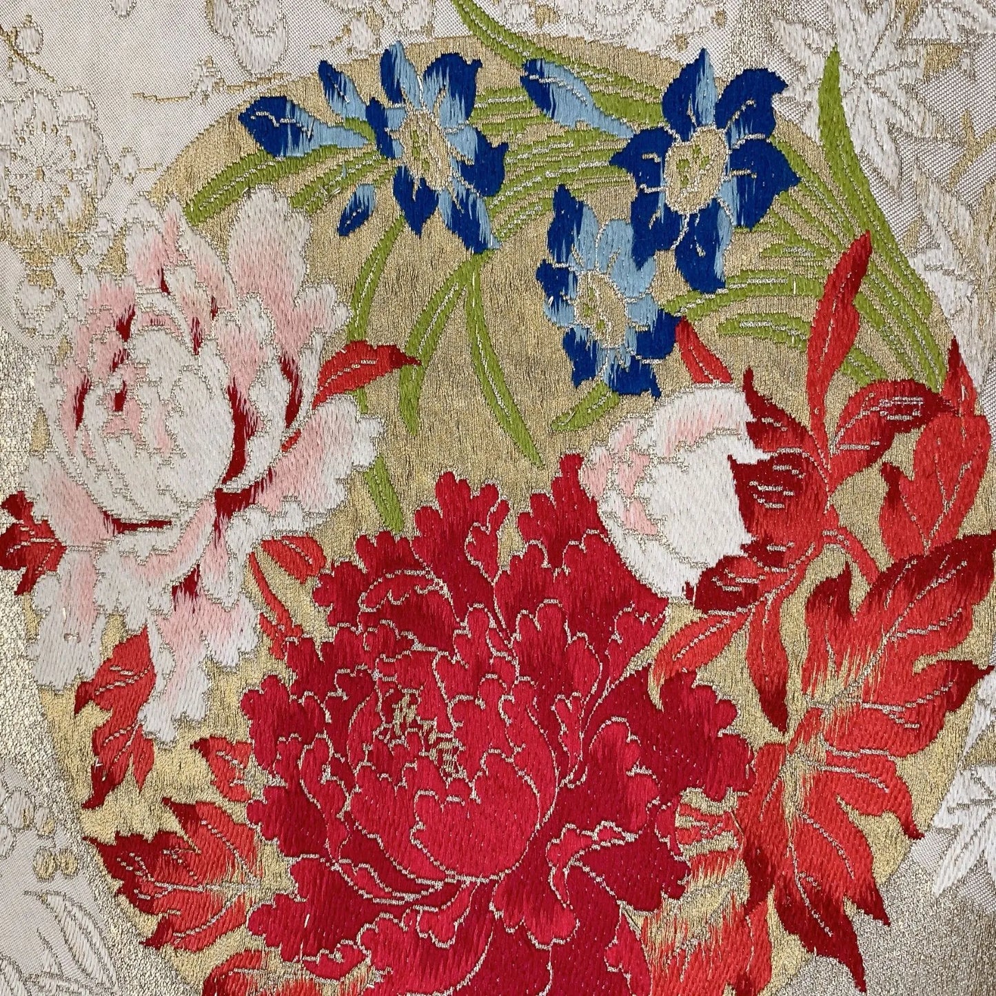 6613# Japanese Vintage Fukuro Obi Belt Kimono Fabric Silk Traditional Embroidery　